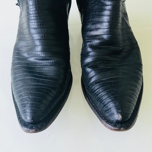 Justin Black Leather Cowboys Boots Size 6B - Picture 8 of 8